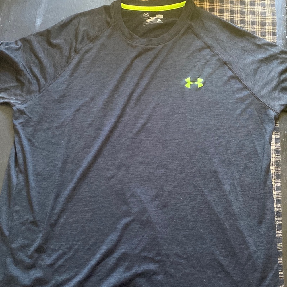 Black and neon green under armour shirt. Size large